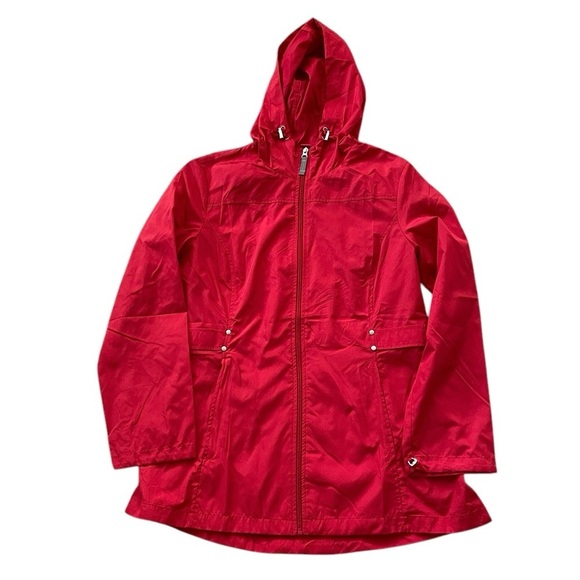 Jones New York NWT Ladies Rain Jacket, Sangria/True Red, Size L - Picture 2 of 10